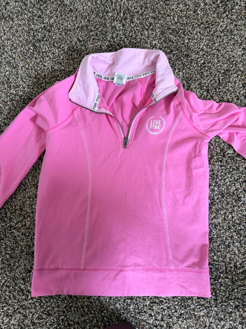 PINK Victoria's Secret Bright Pink Quarter-Zip Pullover